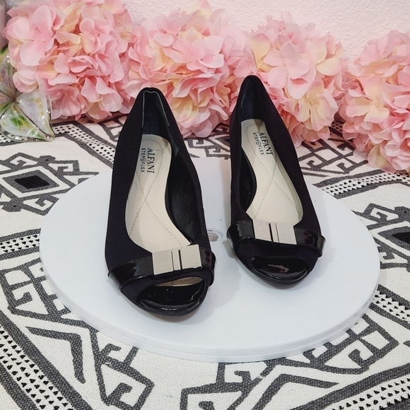 Alfani Step Flex Black Peep Toe Wedges 5.5M - Picture 9 of 12
